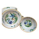 Service Assiettes Pier Import Japon modèle Ara, décor perroquet et fleurs exotiques des années 80