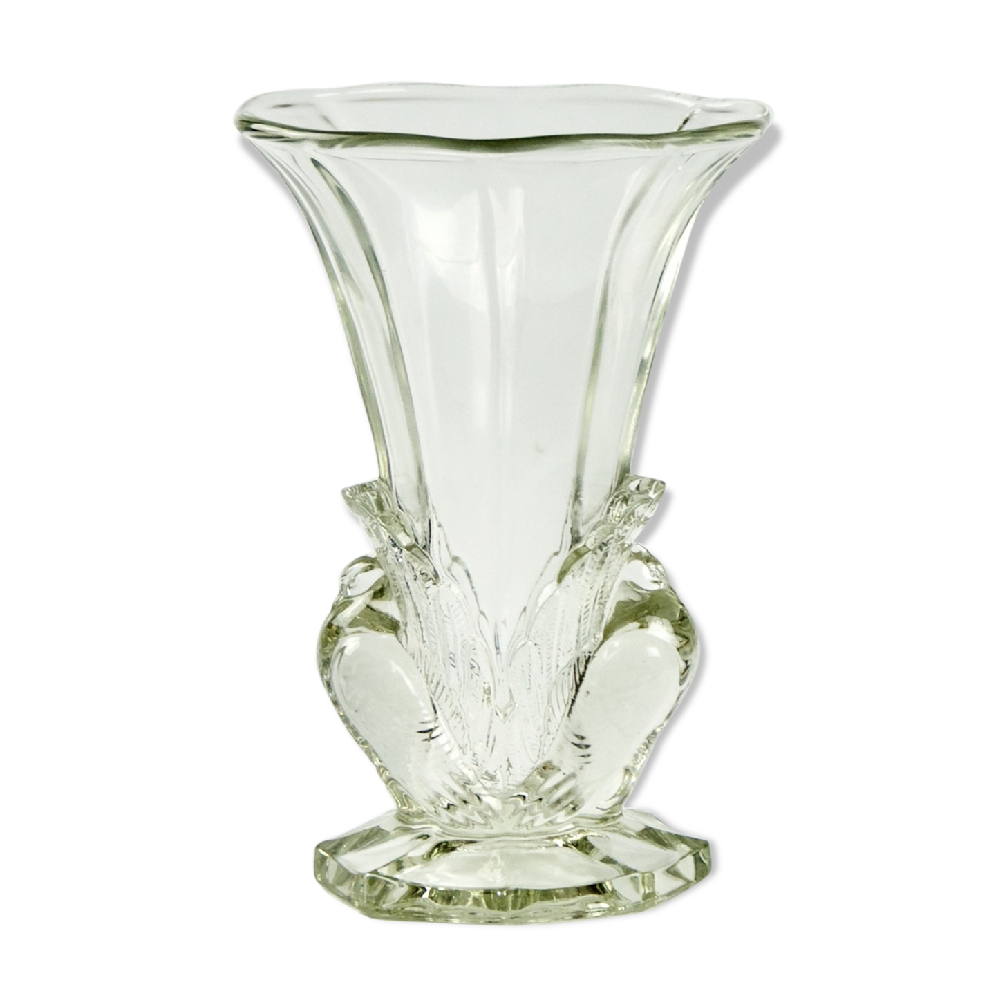 Birds 1930 Art Deco glass vase