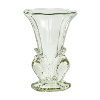 Birds 1930 Art Deco glass vase