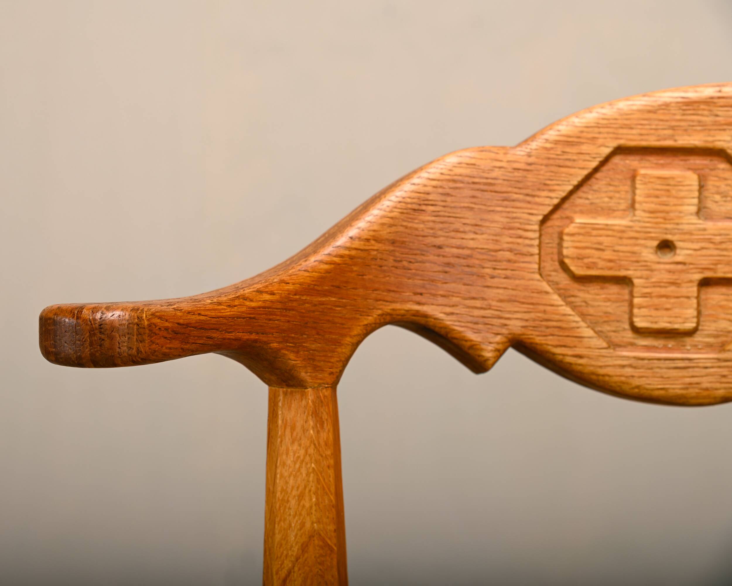 Henning Kjærnulf brutalist dining chairs set in Oak and Sheepskin, Denmark