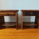 Pair of solid elm bedside tables, France 1970.