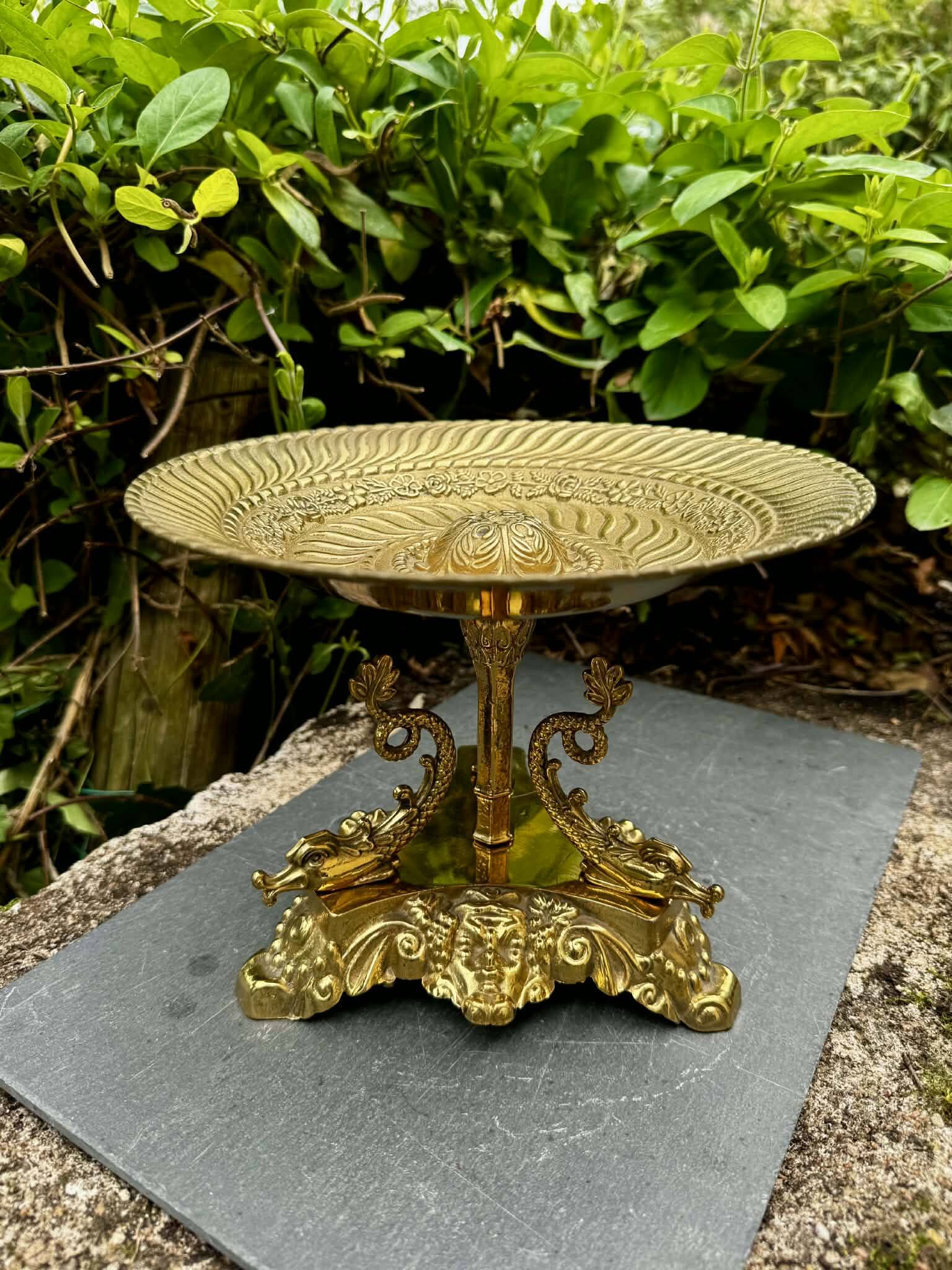 Large brass fruit bowl in Neo-Renaissance style