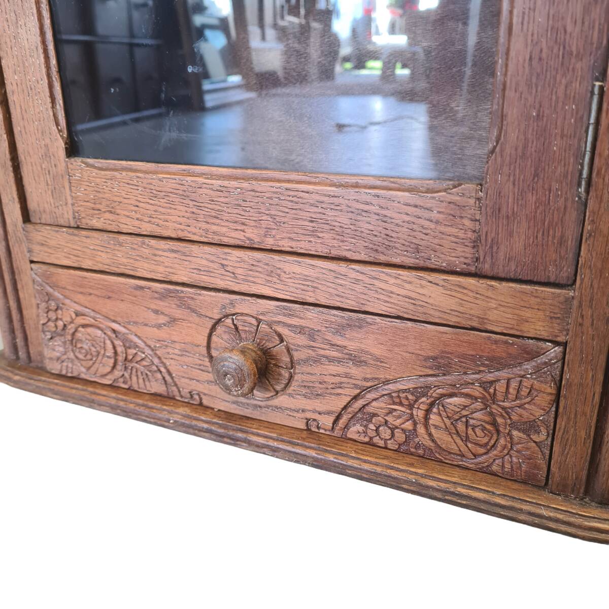 French Art Deco Oak Wall Cabinet, 1930s