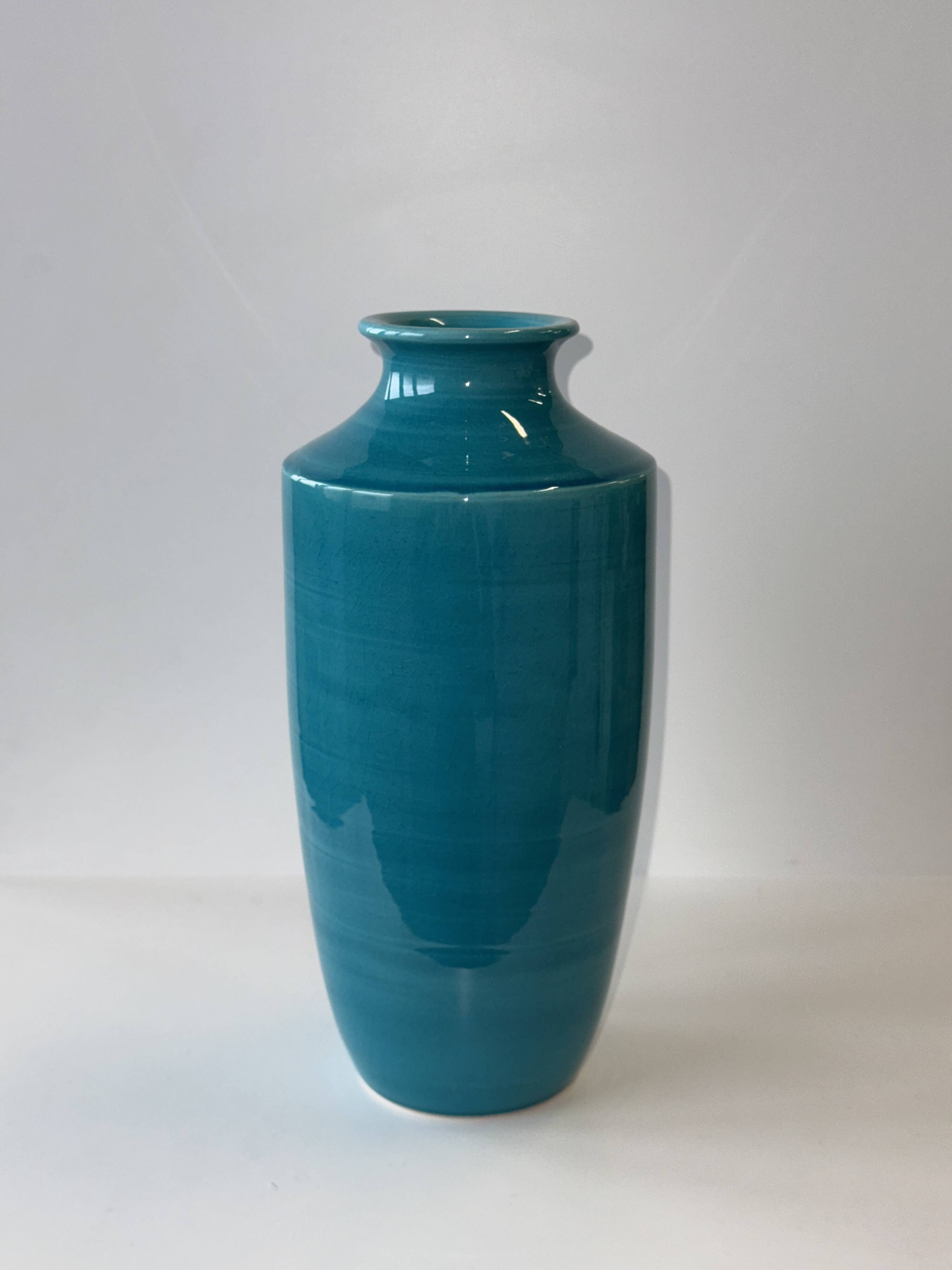 Turquoise blue vase H25.5
