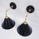 Pair of antique black enamelled sheet metal wall lights
