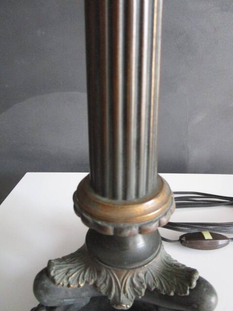 Antique bronze lamp base - column on lion's paws