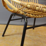 Living room in rattan and black lacquered iron by Rohe Noordwole circa 1950