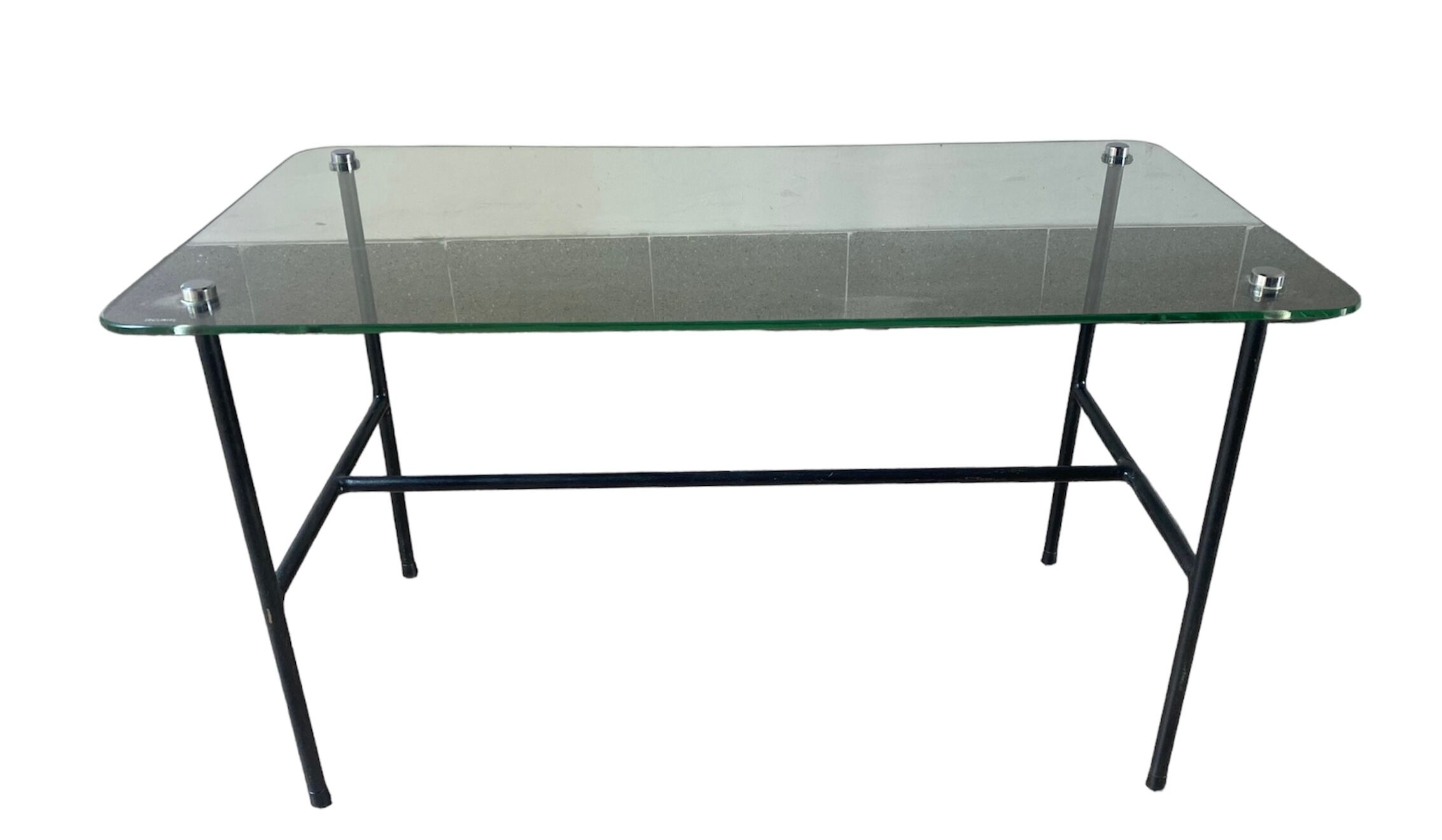 French coffee table Pierre Guariche edited by Steiner, in glass and steel