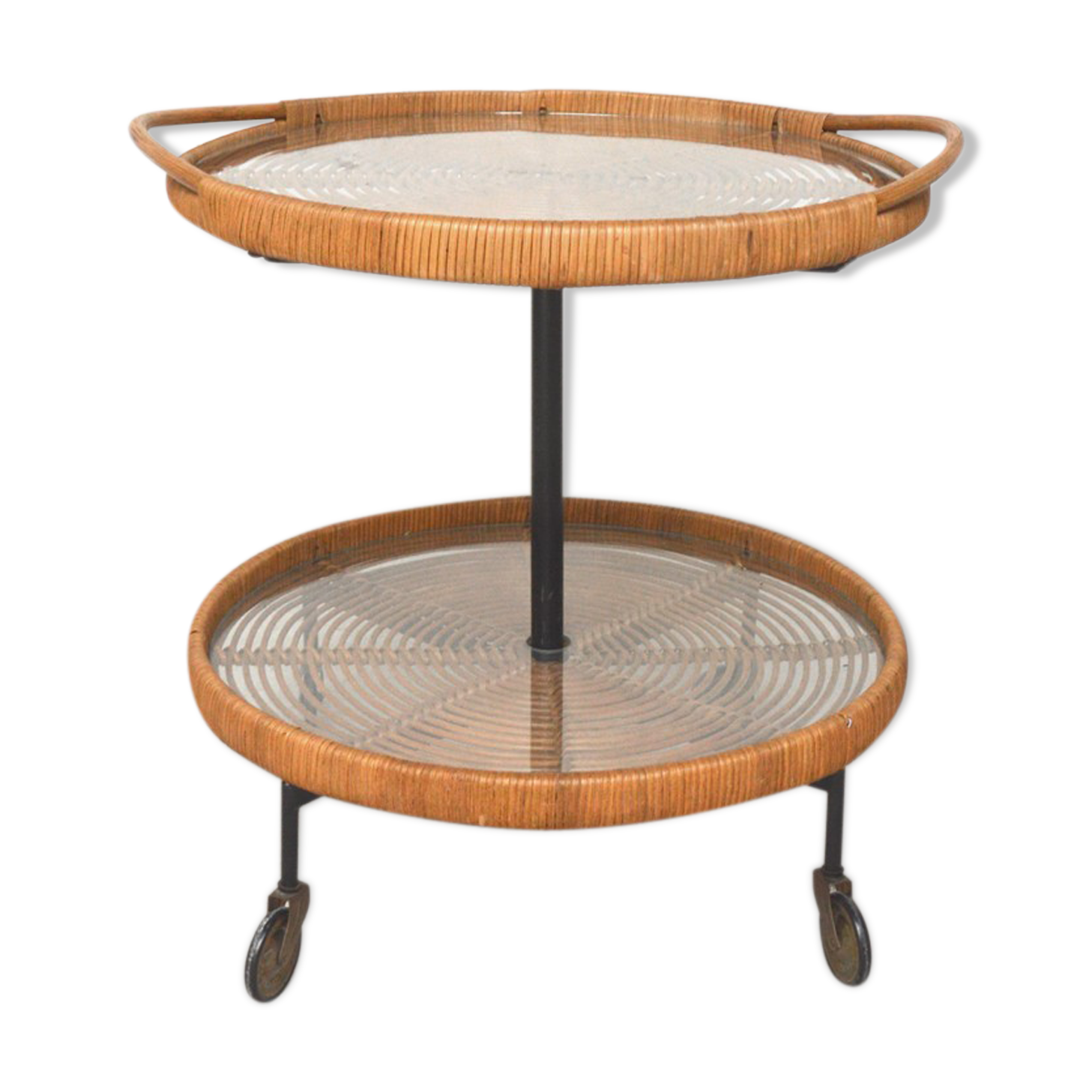 Wicker and rattan coffee table 1960