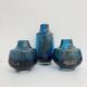 Set of 6 Schot Wiesel glass vases Bavarian Glass Art 'Florida' by Heinrich Löffelhardt blue bubbles 1970s Germany