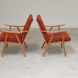 Pair of armchairs (TON) Thonet by Antonin Suman, orange pattern