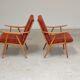 Paire de fauteuils ( TON)  Thonet par Antonin Suman , motif orange