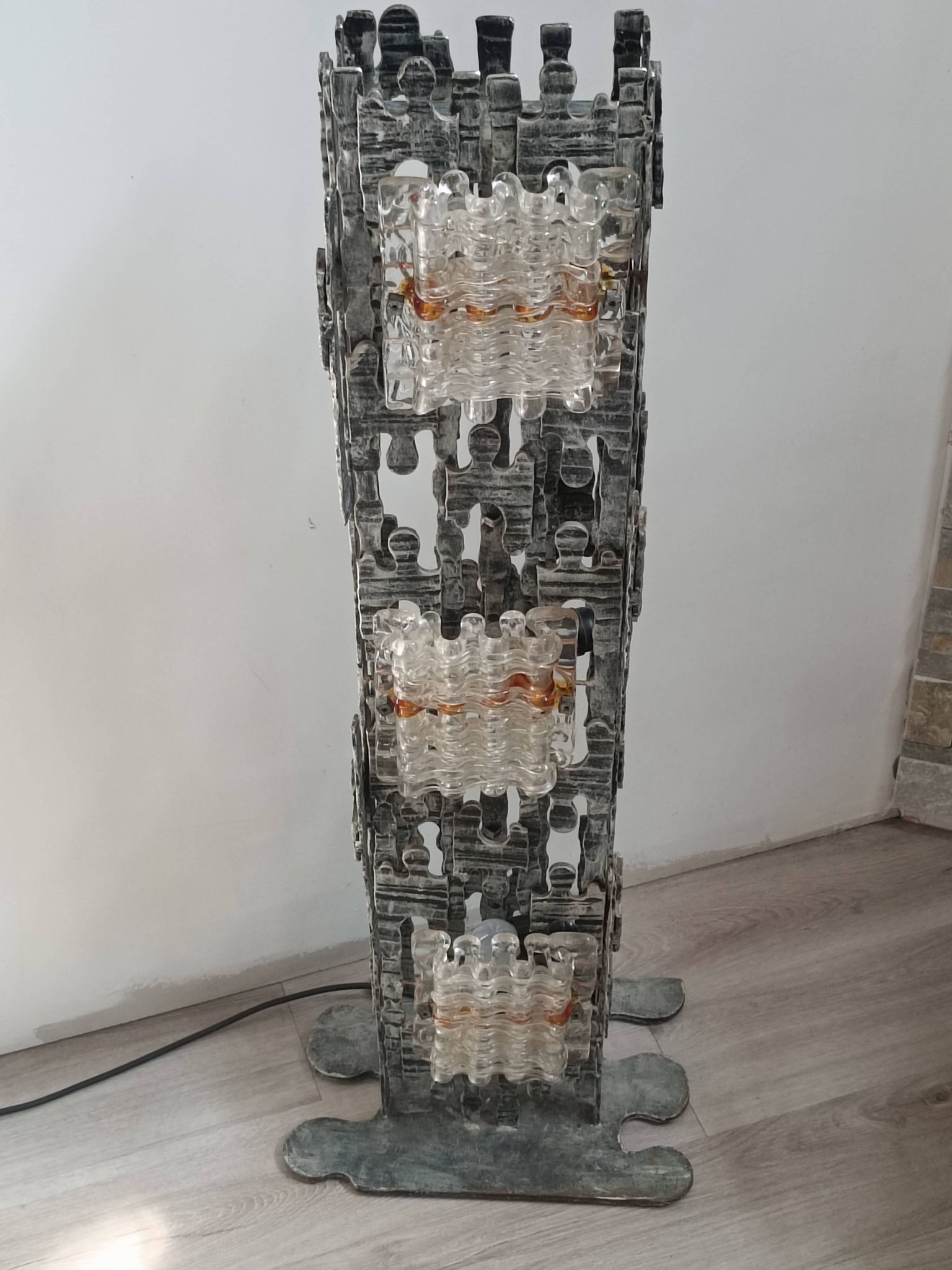 Brutalist floor lamp by Albano Poli for Poliarte, 1970s