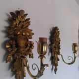 Pair of carved giltwood sconces, Italy