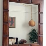 Mid-Century Spanish Oak Wall Mirror– Castilian Style, 1950s