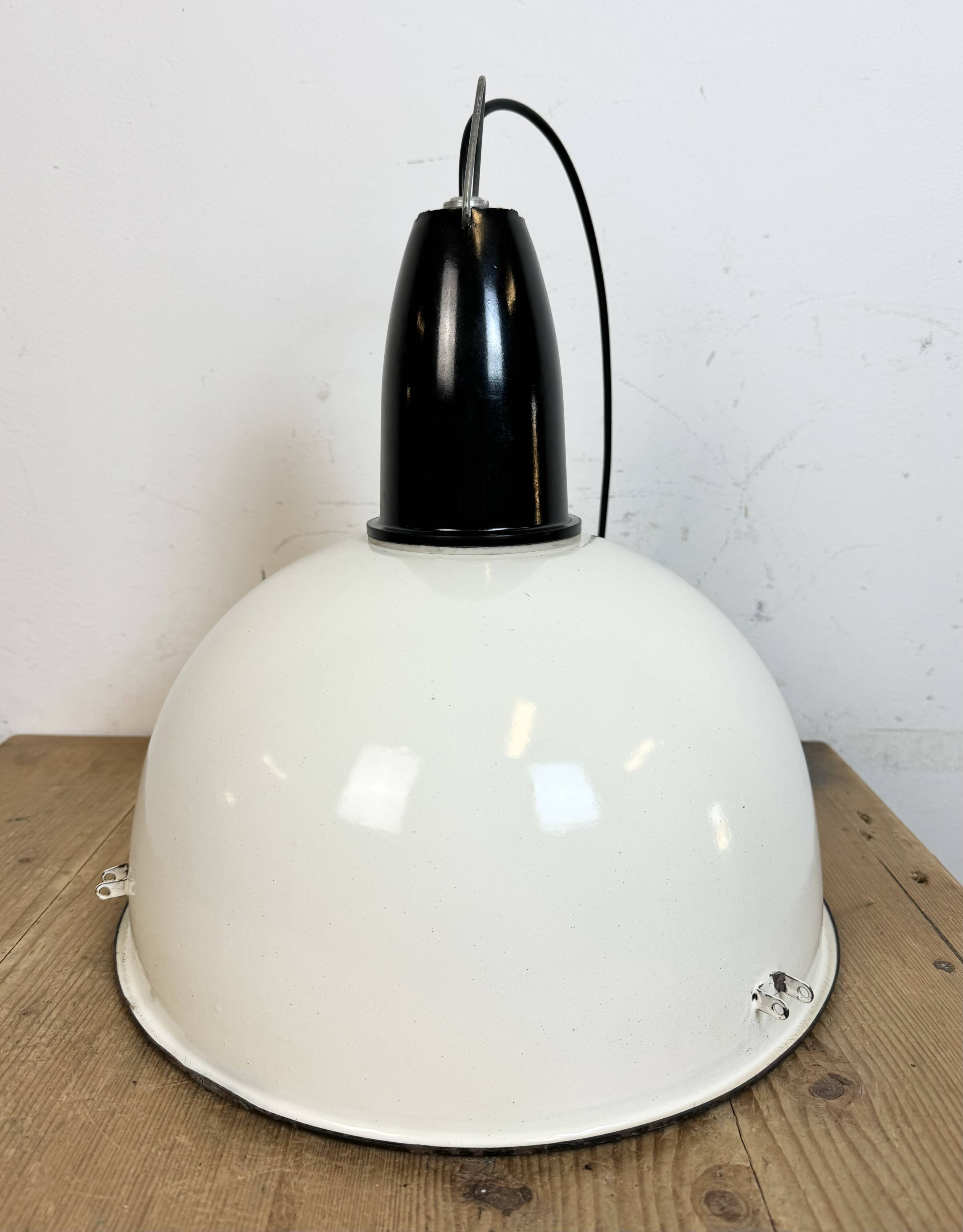 ndustrial Soviet White Enamel Pendant Lamp, 1960s