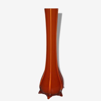 Vase soliflore en verre orange vintage