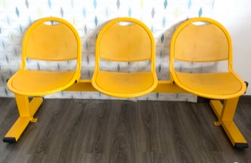Yellow metal bench