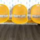 Yellow metal bench