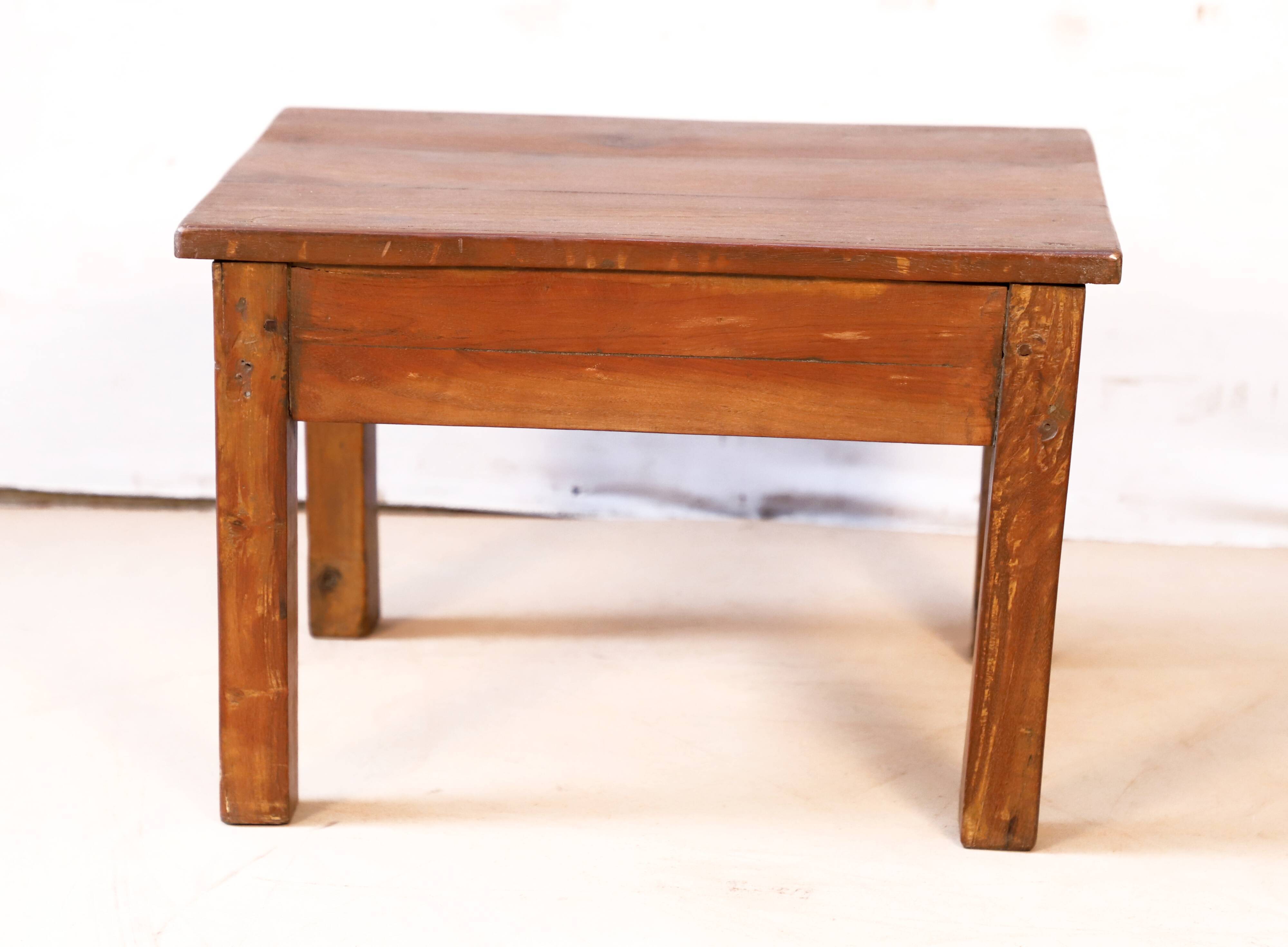 Small bedside table - side table in natural Burmese teak