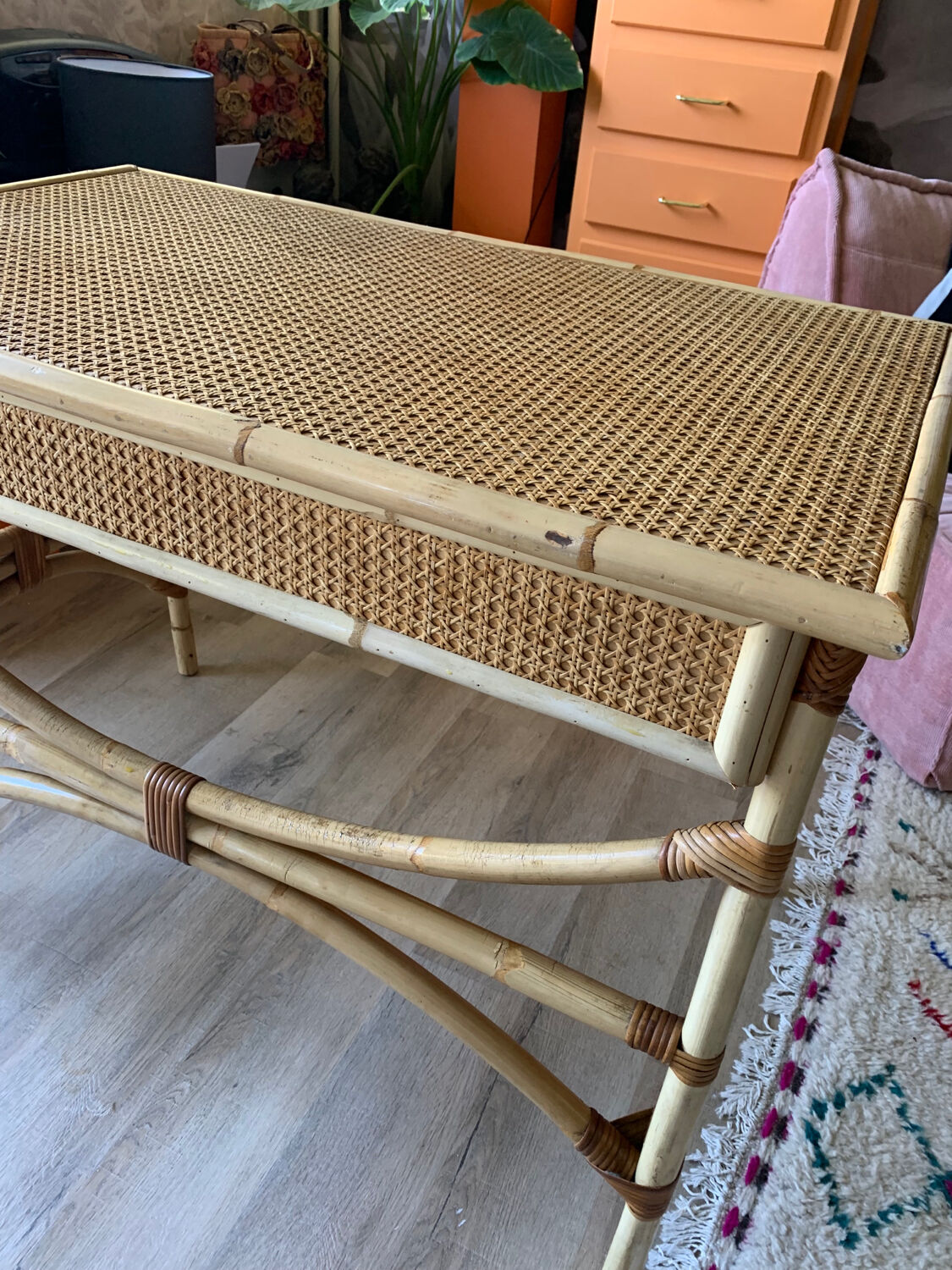 Rattan desk and canning