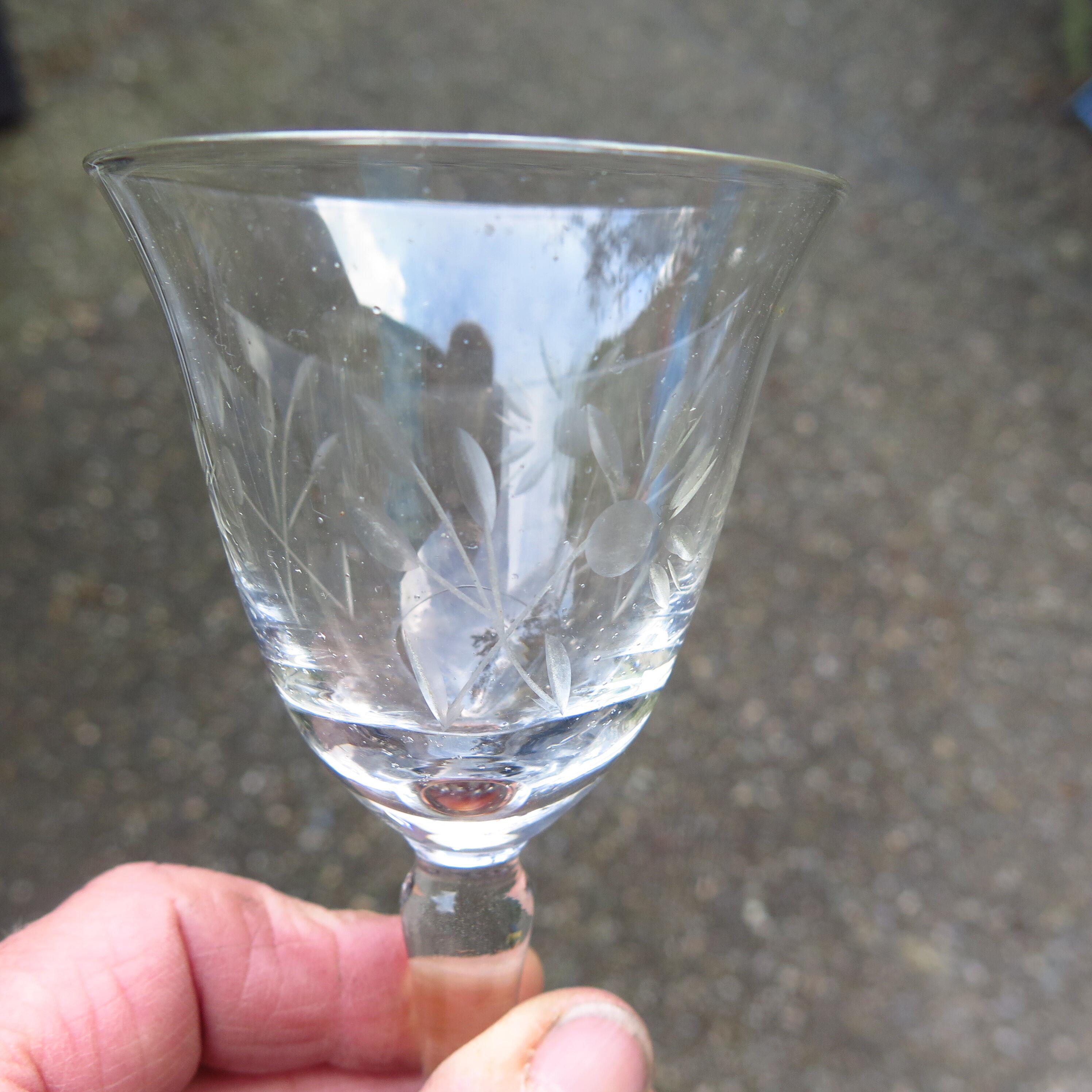 Set of 6 glasses aperitif crystal engraved nineteenth