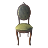 Chaise ancienne en bois et velours capitonné