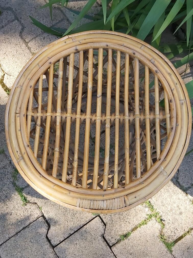 Paire de tabourets rotin vintage
