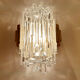 Pair of vintage wall lamps, glass and bronze gilded with fine gold