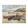 Original Gouache painting "Marin au port" signed G. Peyrondet around 1950