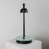 Black Metal Table Lamp with Clear Glass Base - Postmodern Memphis Italian Design, 1980s