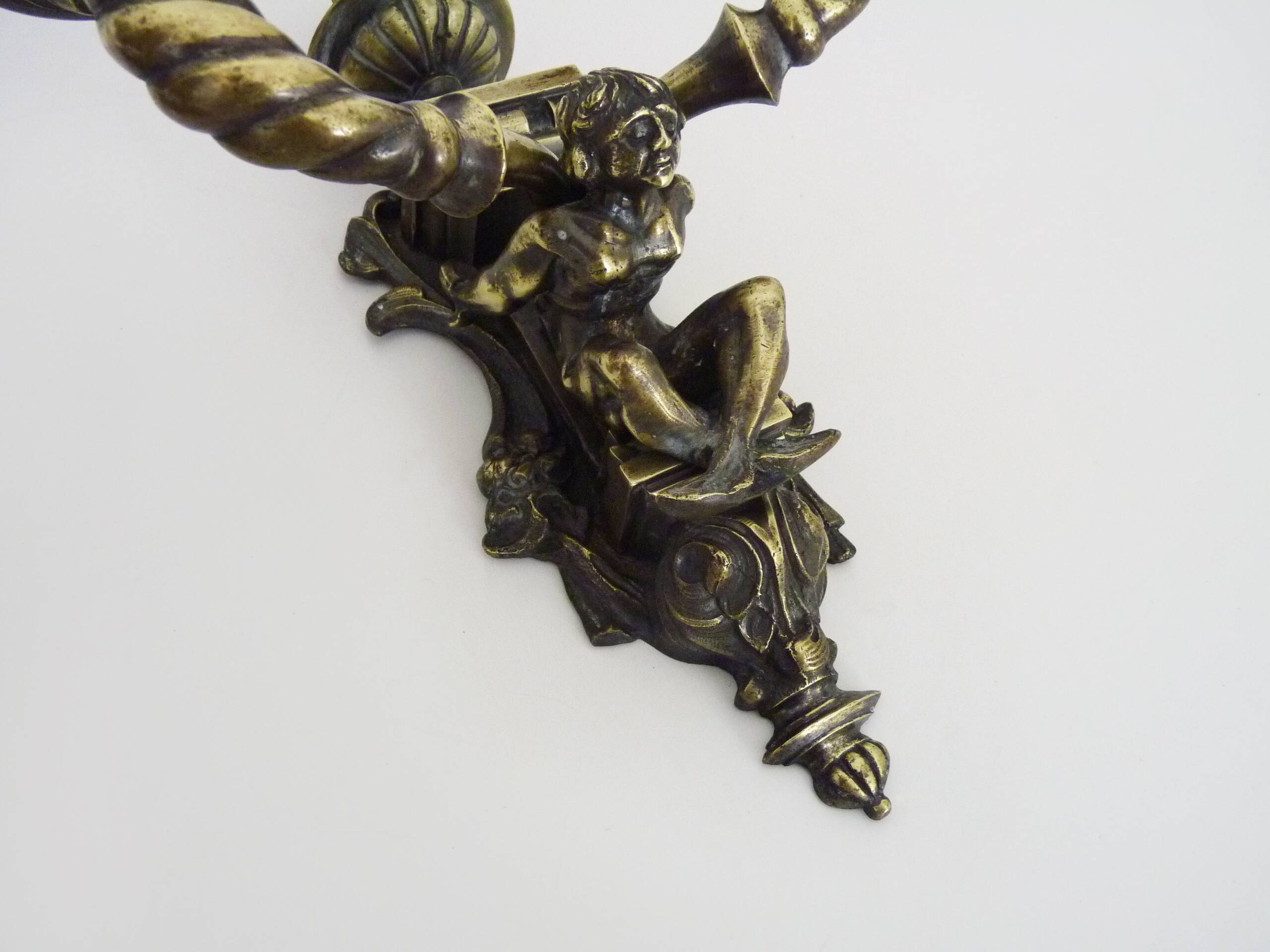 Pair of Satyr wall lights in bronze Napoleon III 19th century