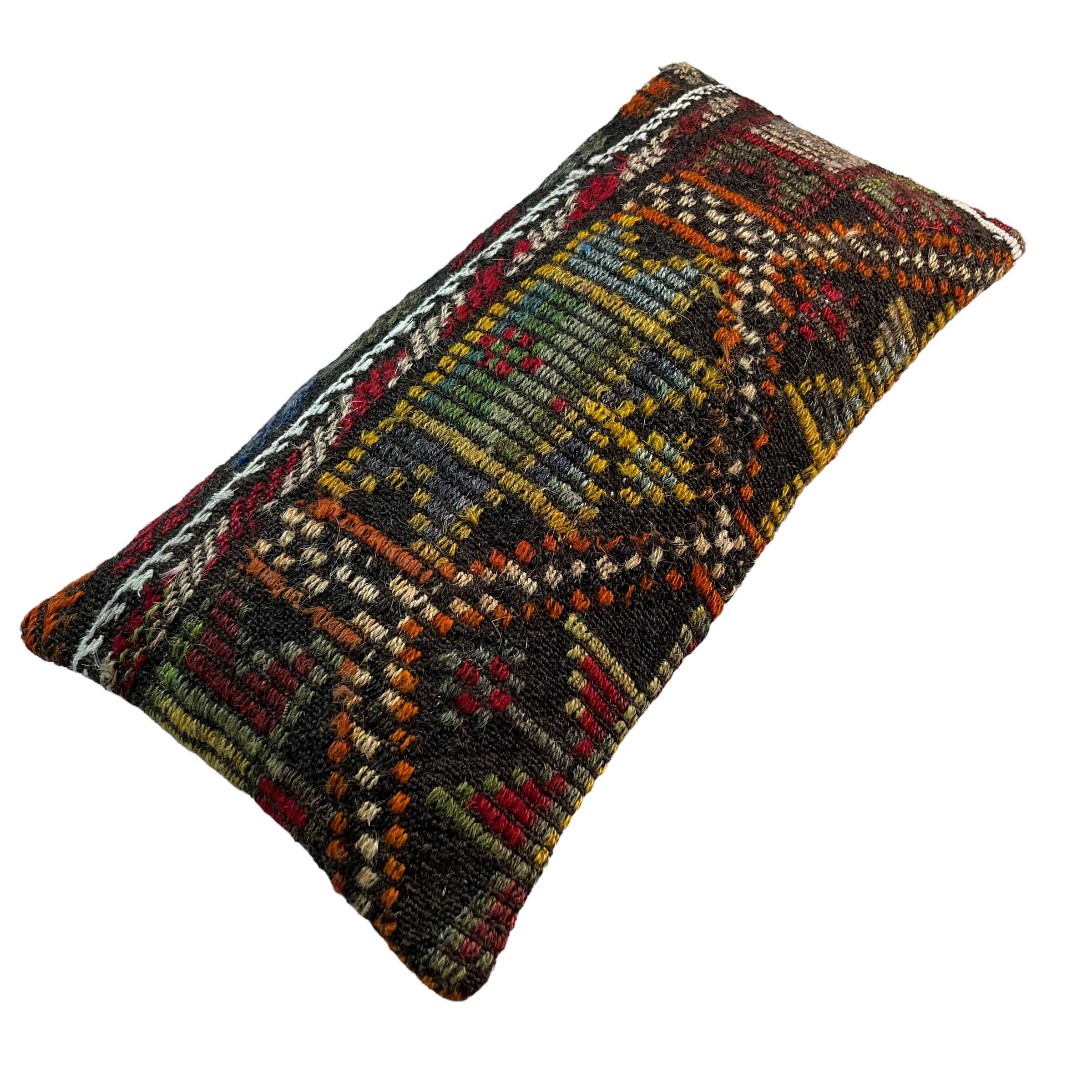 Vintage turkish kilim cushion cover , 30 x 60 cm