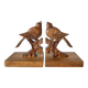 Pair of art deco wooden bookends birds