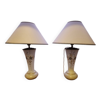 Paire de lampes en opaline