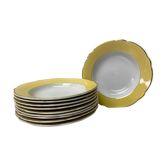 Ensemble de 10 assiettes creuses luneville jaune vintage