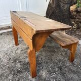 Schoolboy desk with bench, two seats, vintage
