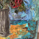 Bouquet de fleurs, technique au couteau, signé