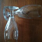 Eight champagne flutes in engraved glass