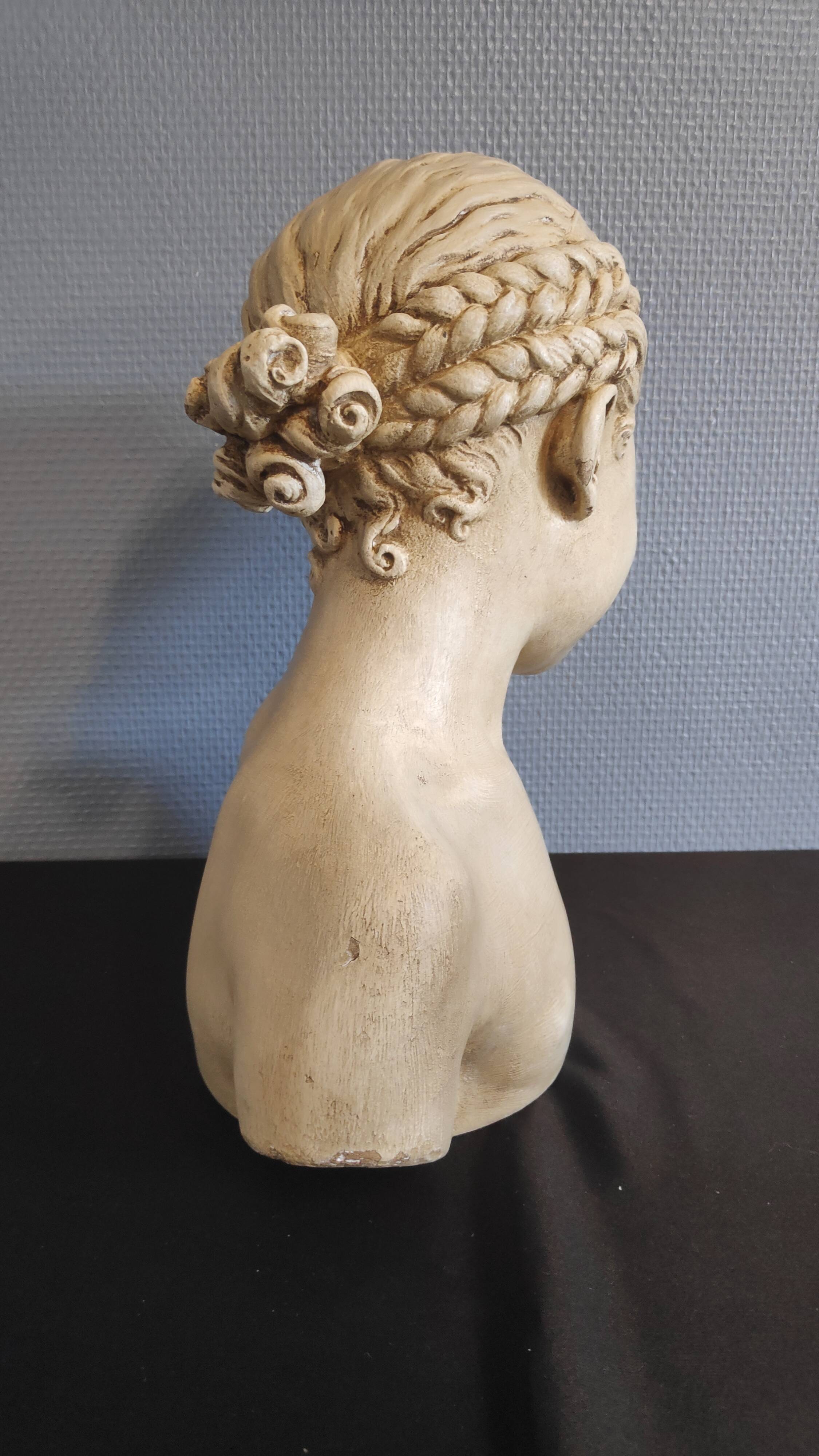 bust "the laughing" after Jean-Baptiste Pigalle in plaster