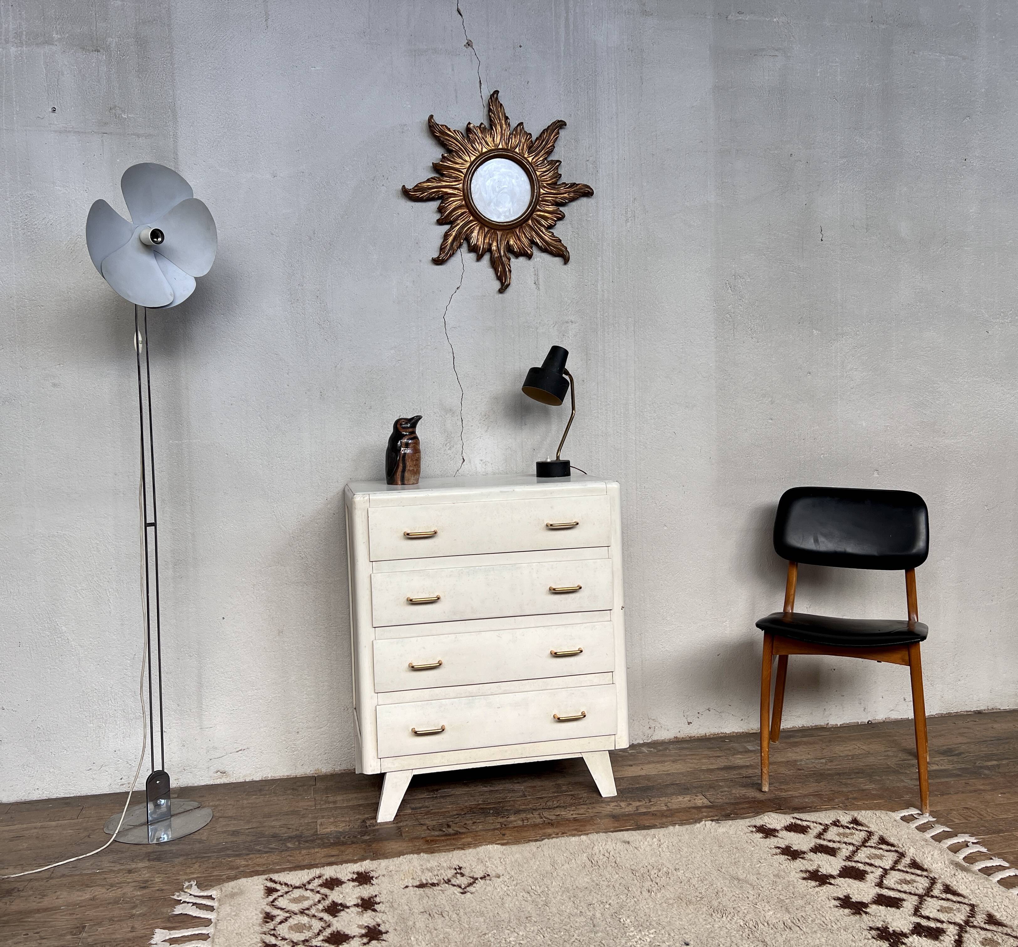 Vintage white chest of drawers feet compass 1960