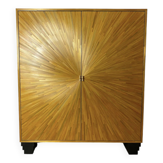 Straw marquetry cabinet