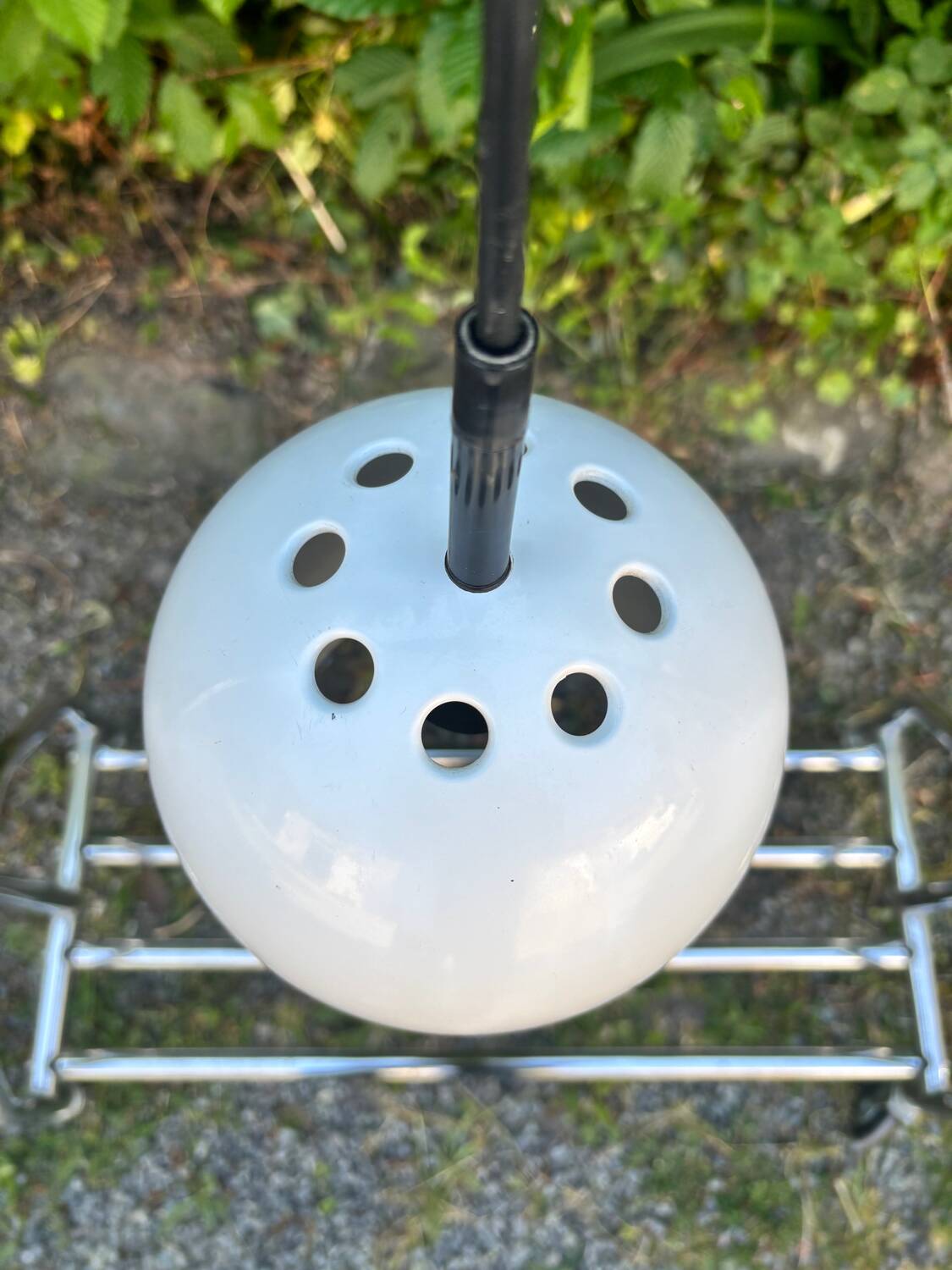 White metal eye ball pendant light by LITA vintage 1970