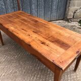 Antique cherry farmhouse table with 2 drawers and 1 pull-out