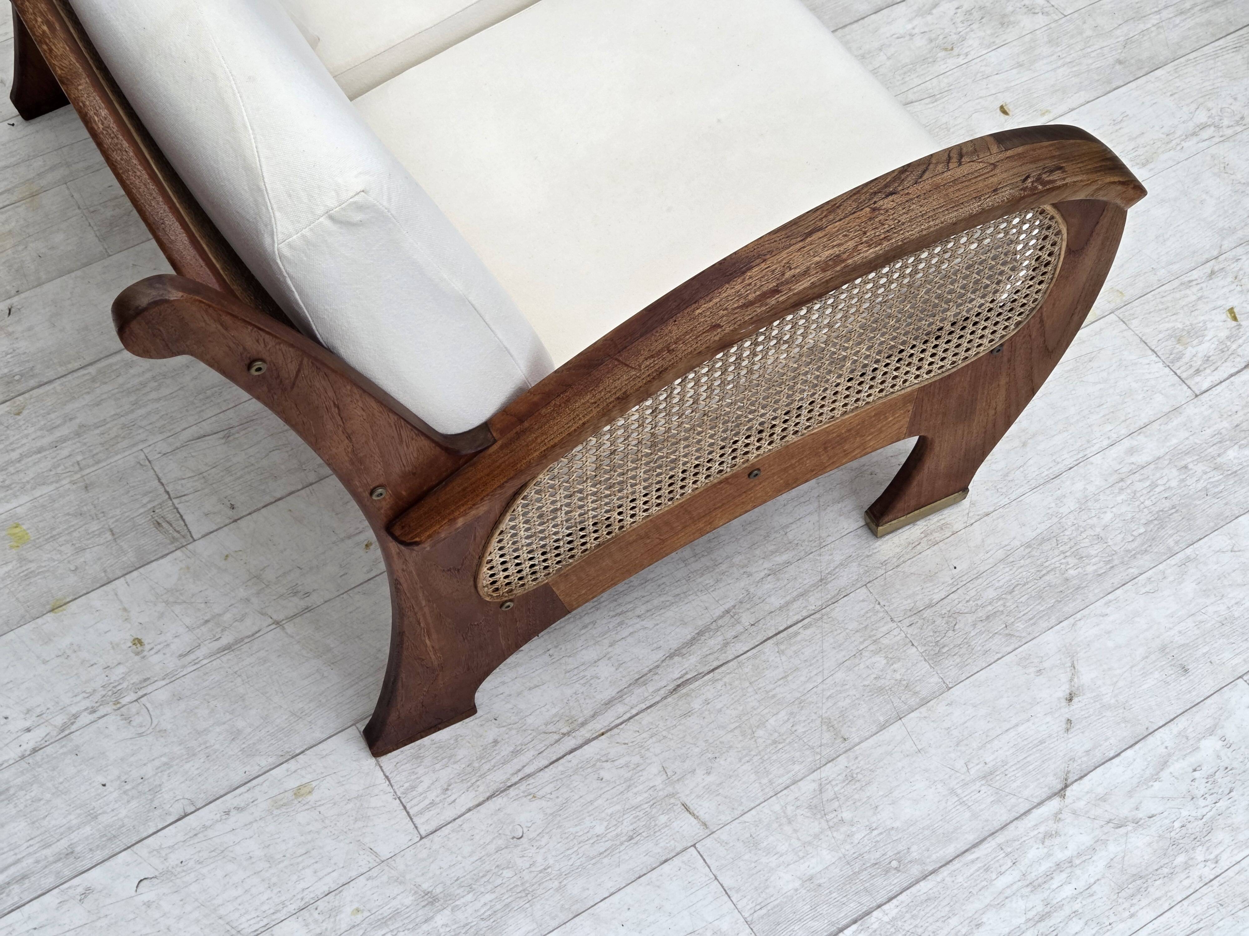 1970s, Danish 2-seater sofa by Klaus Wettergren, cotton fabric, teak wood.