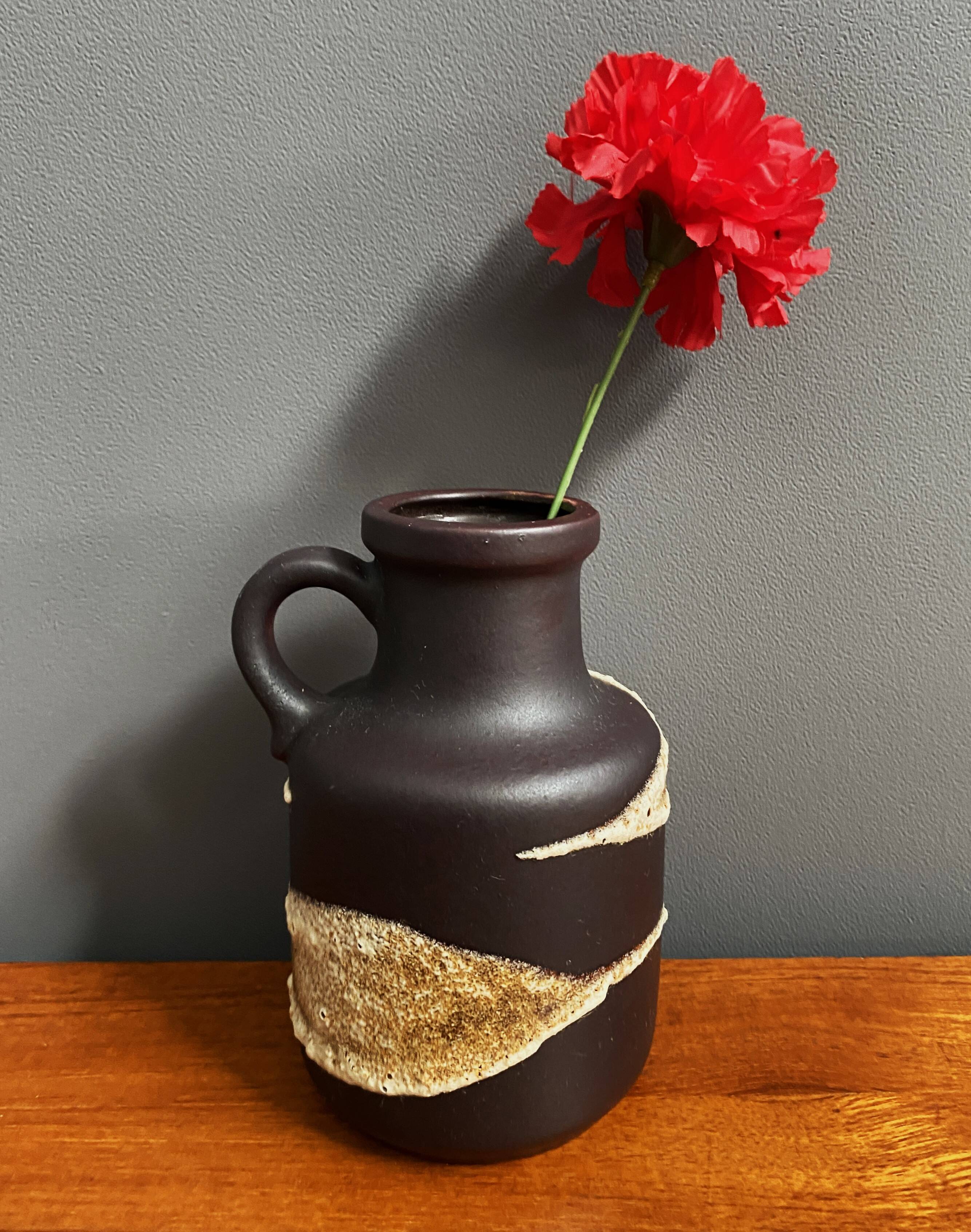 Brown fat lava vase by Scheurich model 414-16 West-Germany 1970s