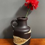 Brown fat lava vase by Scheurich model 414-16 West-Germany 1970s