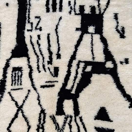 Berber carpet Azilal white and black 140 x 250 cm