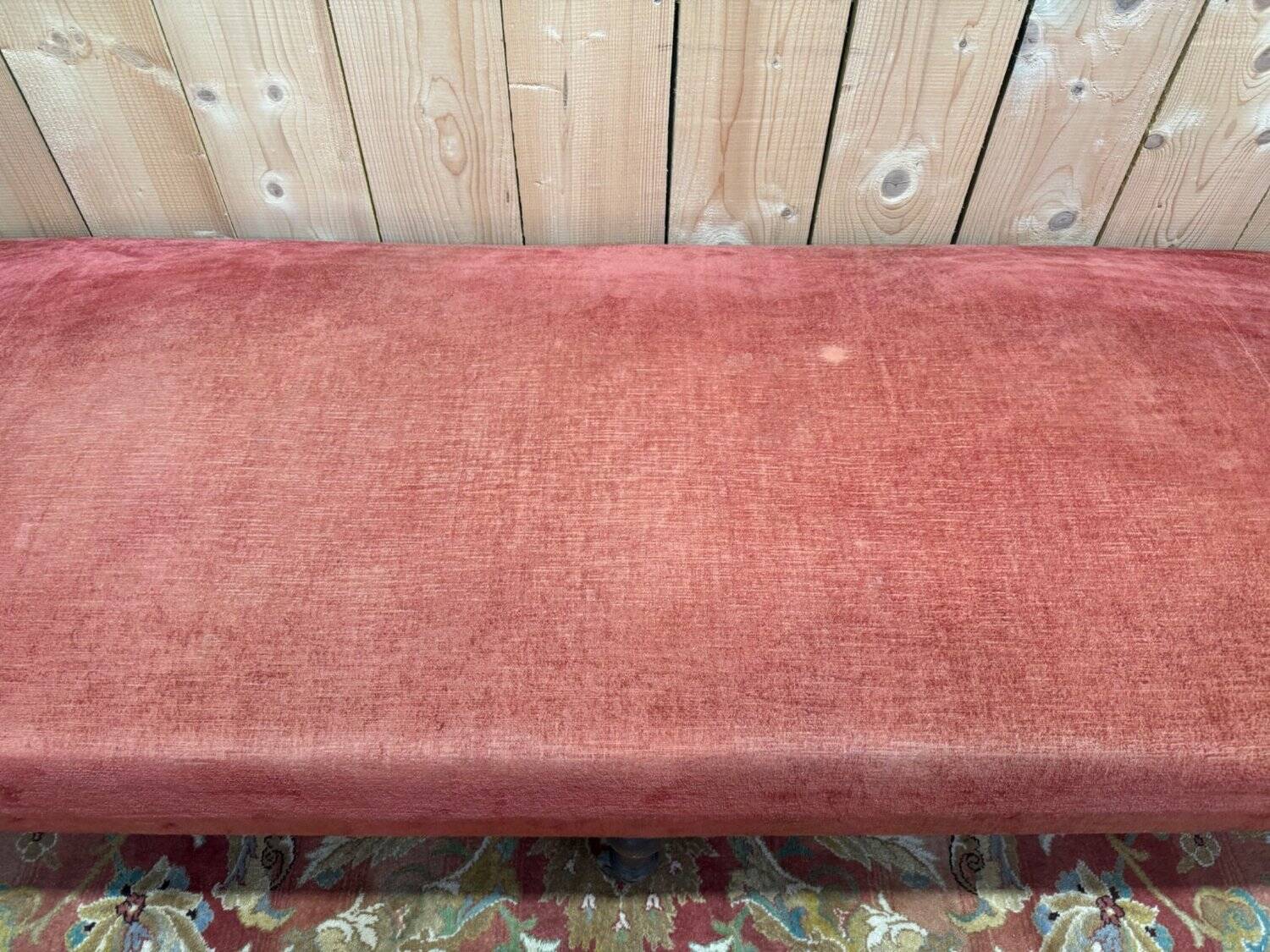 Napoleon III bench in turned wood and velvet