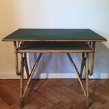 Desk and rattan chair